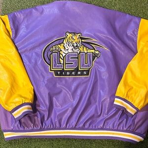 Vintage 90s LSU Tigers Leather Varsity Letterman Purple and Yellow Jacket
